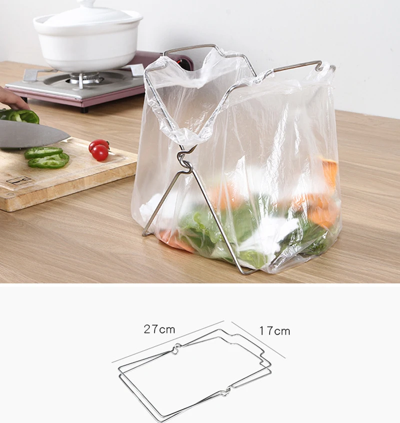 Креативный кухонный мусор из нержавеющей стали вешалка для полотенец Складная стойка для хранения Пластиковая Полка для пакета мусорного бака кронштейн