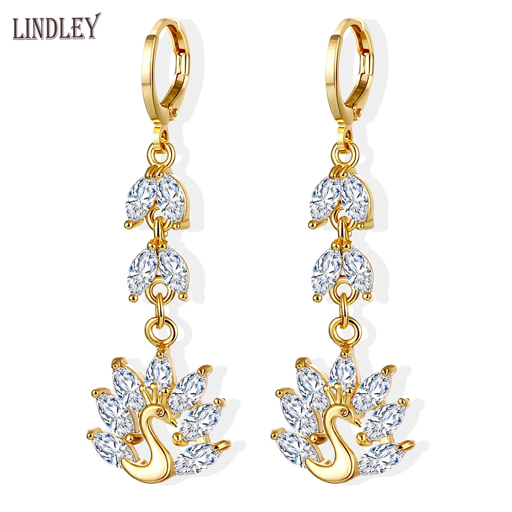Женские серьги-гвоздики LINDLEY винтажные из розового золота 585 пробы с цирконием