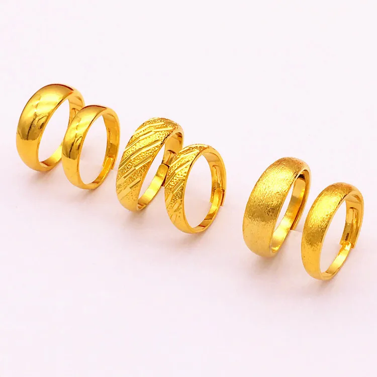 

gold couple ring jewelry copper plating thick gold smooth meteor shower men and women to buddhist monastic discipline