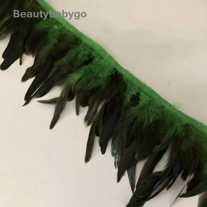 apple green Упаковка из 10 ярдовых коричневых крашеных лент с натуральным хвостом петуха и перьями 10-20 см 4-8 дюймов ширина перья фазана, курицы для украшения своими руками кружева - Цвет: apple green