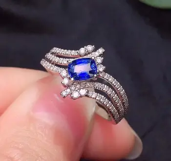 

Sapphire Rings Y415 Pure 18 K Natural Royal Blue Sapphire Gemstones 0.62ct Diamonds Gems Female Ring