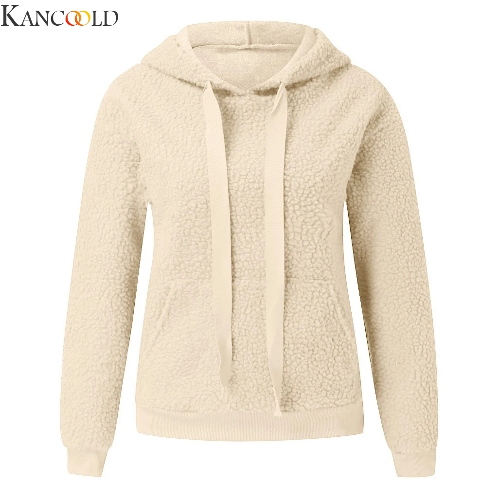 KANCOOLD, женская мода, длинный рукав, флис, толстовка с капюшоном, Свободный пуловер, толстовка, Уличная Повседневная одежда, Новая мода