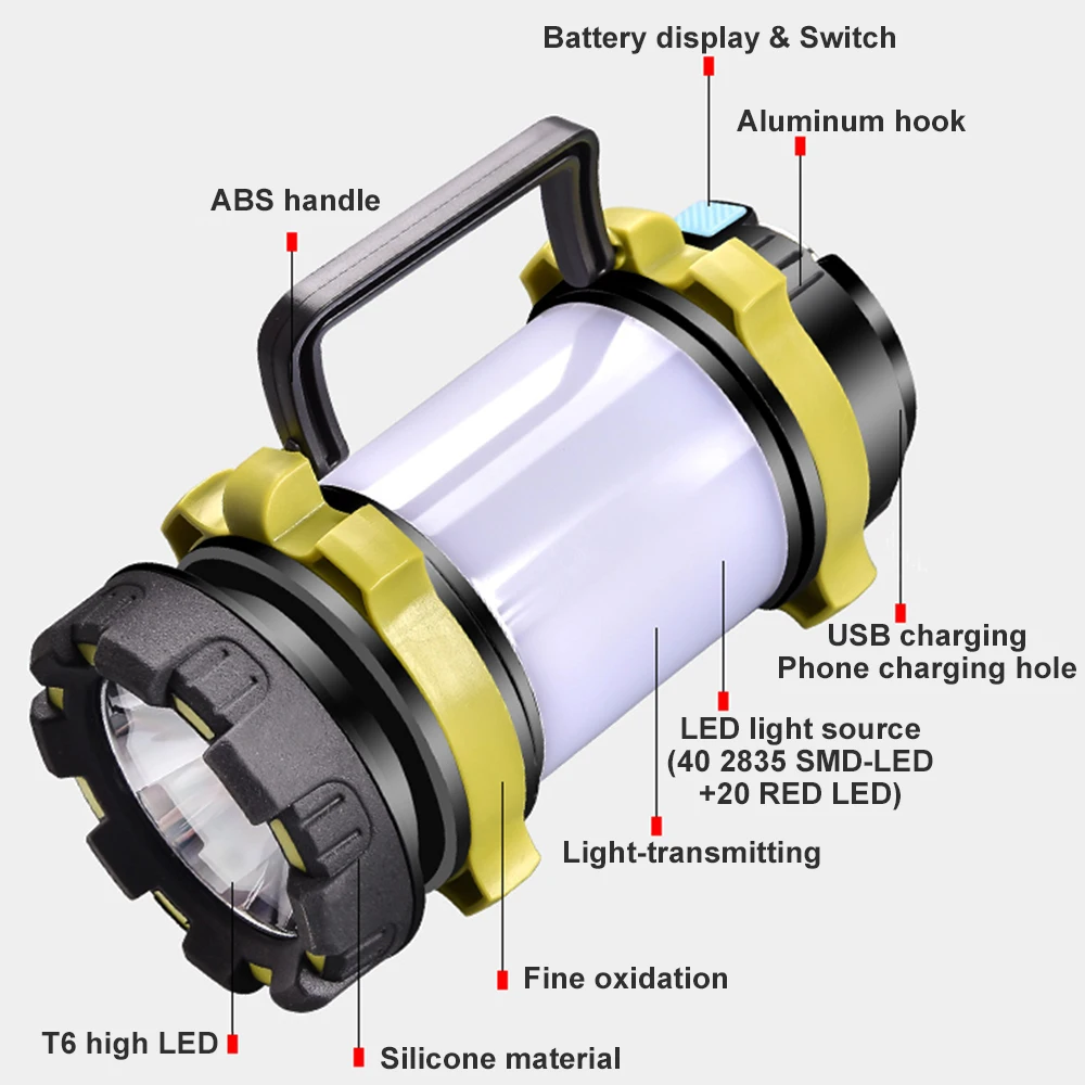 Super Bright LED Flashlight Barbecue light Portable Spotlight searchlight USB Rechargeable torch led working light camping light