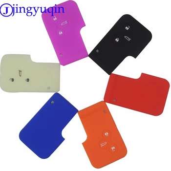 

jingyuqin 10pcs For Renault Megane R.S. Scenic 3 Button Card Smart Key 3 Buttons Remote Silicone Rubber Car Key Case Cover