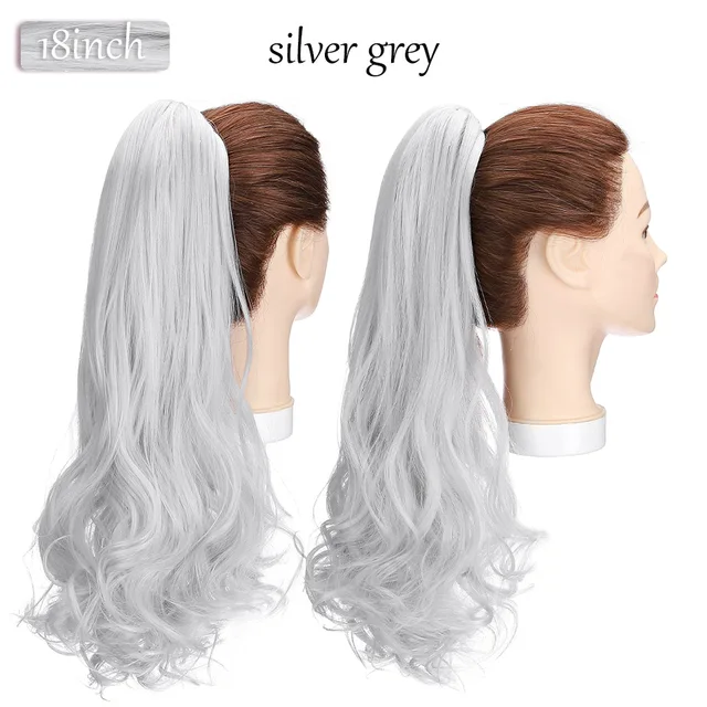 S-noilite Synthetic 12-26inch Claw Clip On Ponytail Hair Extension Ponytail Extension Hair For Women Pony Tail Hair Hairpiece silver grey-new