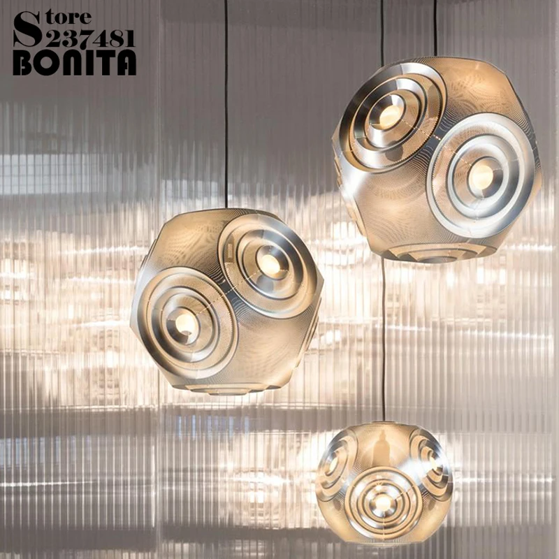 Italian design Stainless steel ball droplight Irregular geometric shadow pendant lighting Space ball hanging lamps dining room