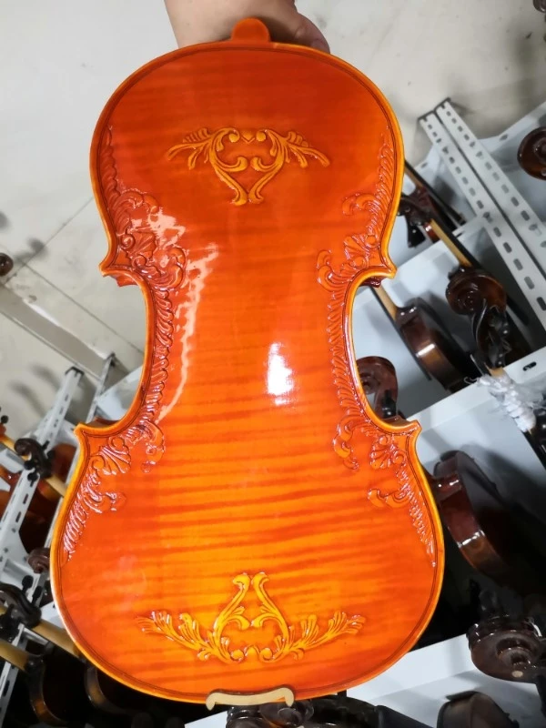 Высококачественная профессиональная скрипка ручной работы резьба 4/4 3/4 цельная деревянная одноплатная натуральный зернистый красный свет скрипка