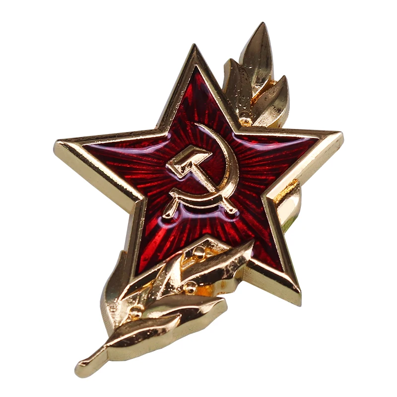 USSR Soviet Army RED STAR Hat Cap Badge Cockade Enamel Pin Hammer & Sickle 