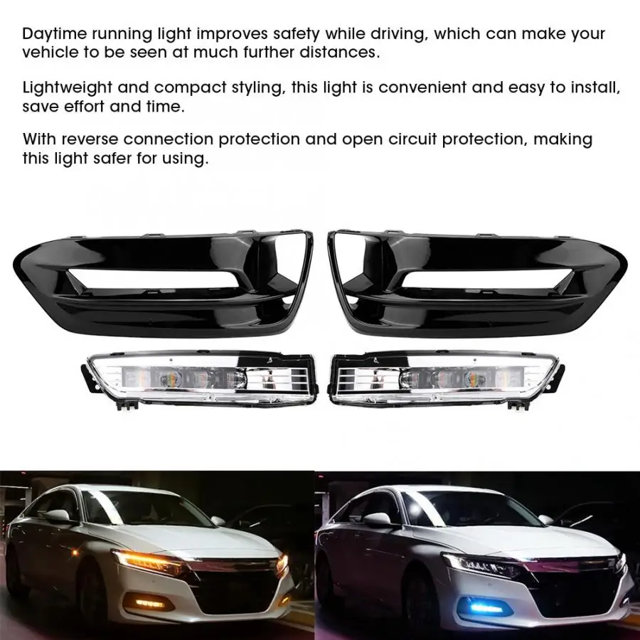 1 пара 3 цветов DRL водонепроницаемые Автомобильные дневные ходовые огни светодиодный сигнал поворота противотуманная фара Подходит для Honda Accord- DC12V
