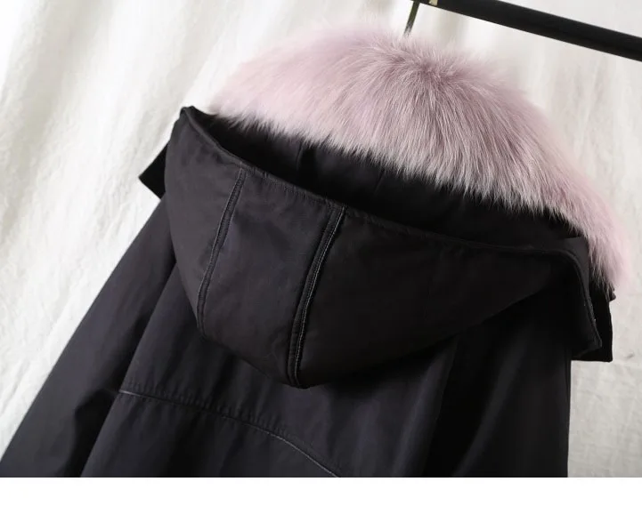 OFTBUY стиль сафари парка пальто из натурального меха зимняя куртка для женщин натуральный Лисий меховой воротник Рекс кролик верхняя одежда на подкладке съемная