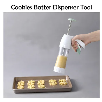 

Cookies Batter Dispenser Biscuit Press Flower Shape Gun Manual Squeezing Mounting Patterns Nozzles Decorator Baking DIY Dessert