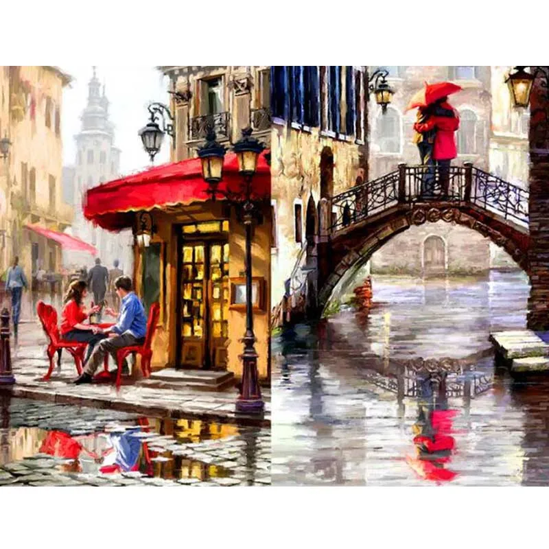 

DIY Frame Couples Street Embracing Painting By Numbers Modern Wall Art Canvas Hand Painted Oil Painitng For Home Decor