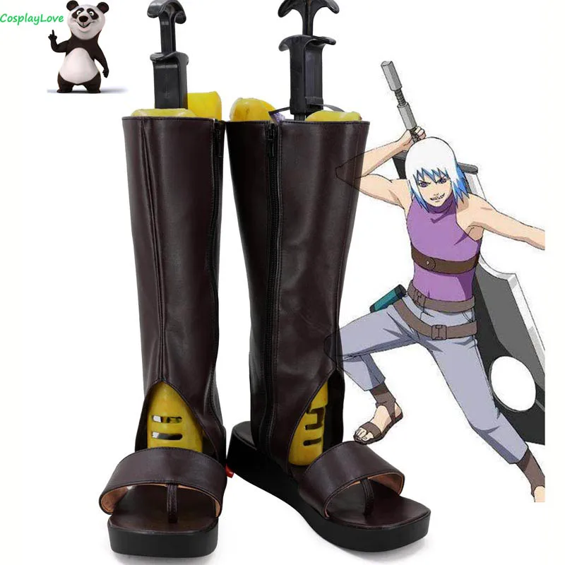 

CosplayLove Naruto Kijin no Sairai Hohzuki Suigetsu Brown Cosplay Shoes Cosplay Long Boots Leather Custom Made