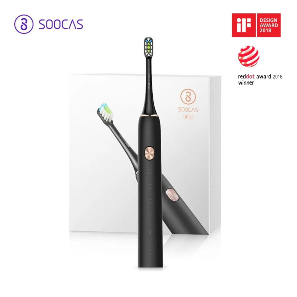 Xiaomi SOOCAS X3 sonic электрическая зубная щетка USB перезаряжаемая Автоматическая ультра звуковая IPX7 Водонепроницаемая зубная щетка для чистки зубов - Цвет: Черный