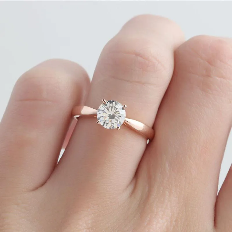 Veryins Classic 14K 585 Белое золото 1ct DEF цвет VVS1 Moissanite 4 зубец Помолвочное с солитёром кольцо для женщин свадебный подарок