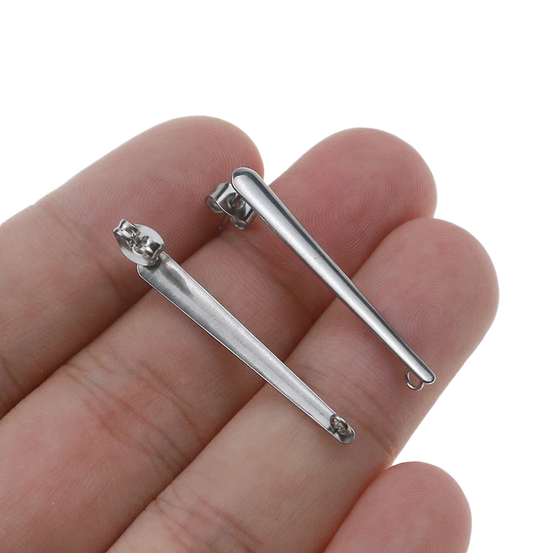 Steel A 10 шт. Diy серьги из нержавеющей стали с длинной палкой, Соединитель с открытым кольцом для изготовления серег в Корейском стиле - Цвет: Steel A