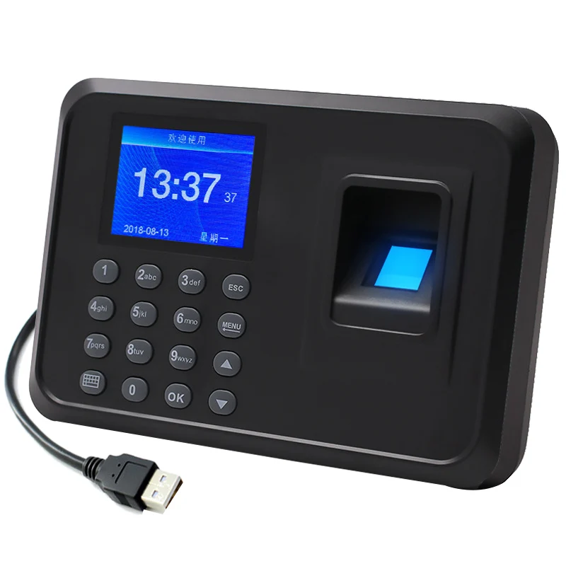 RISE-Biometric Fingerprint Attendance Machine LCD Display USB Fingerprint Attendance System Time Clock Employee Checking-In Reco