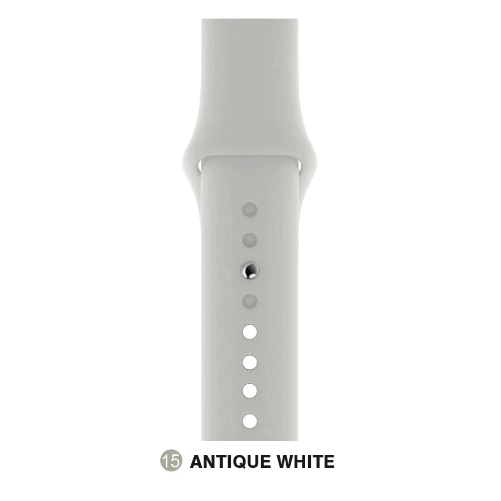 Мягкий силиконовый спортивный ремешок для Apple Watch 5 4 3 2 1 38 мм 42 мм, резиновый ремешок для часов Iwatch series 5 4 40 мм 44 мм - Цвет ремешка: antique white
