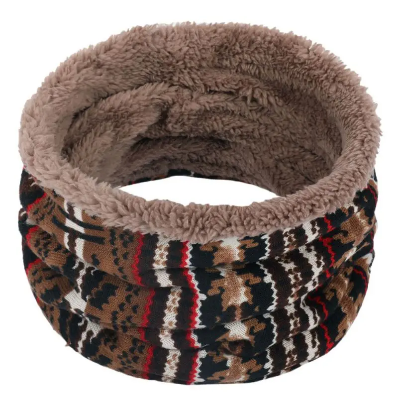 Вязаный бесконечный шарф двойной-Слои зимние толстые Термальность шею ветрозащитный длинный шарф - Цвет: 2