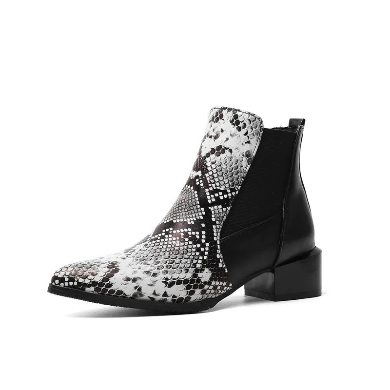 Cena MORAZORA 2020 new arrival kobiety kostki buty wąż pointed toe niskie obcasy buty na co dzień jesień zima chelsea boots kobiet