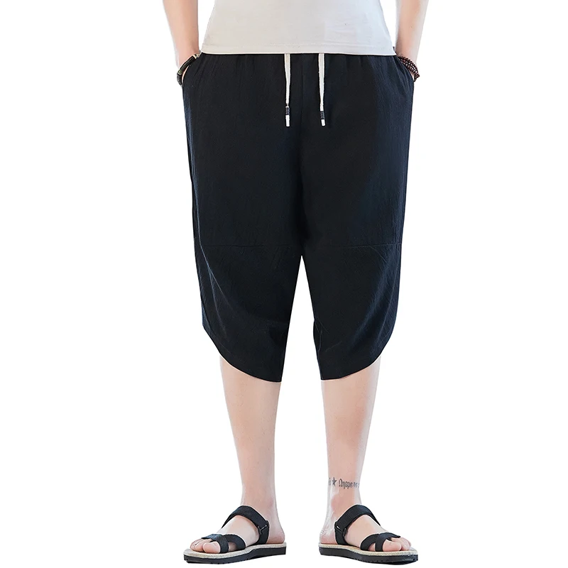 

Summer Men Harem Pants 2020 New Mens Sweatpants Casual Calf-Length Pants Male Cotton Linen Jogging Pants Loose Large Size 5XL