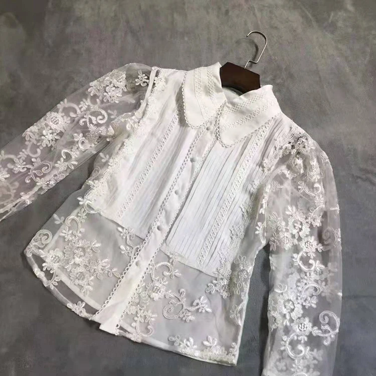 AELESEEN, модные Подиумные юбки, костюм для женщин, винтажная Цветочная вышивка, плиссированная Блузка+ длинная юбка, черный, белый цвет, костюмы из 2 предметов