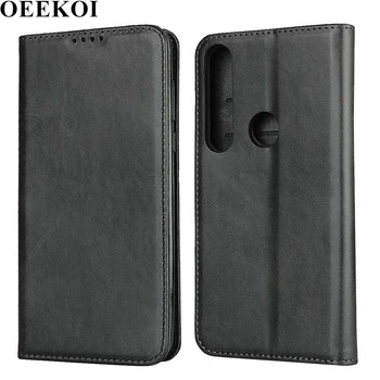 

OEEKOI Calf Stripe Magnetic Snap Wallet Leather Case for Moto G8 Plus
