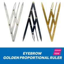 Нержавеющая сталь Золотой коэффициент суппорты постоянный макияж с микроволокном инструмент для измерения бровей означает Золотой разделитель бровей
