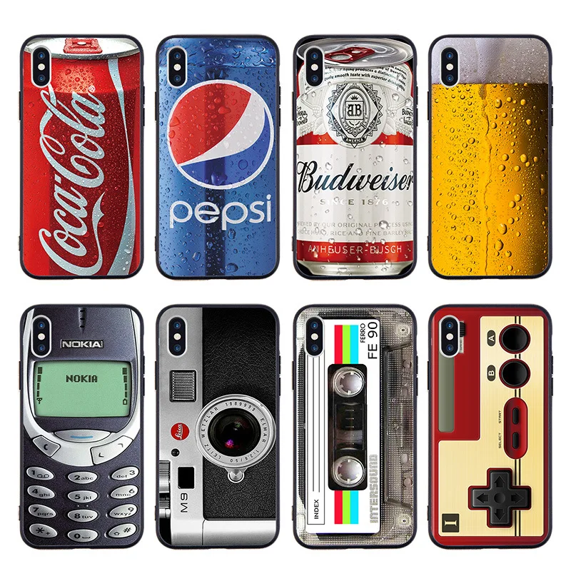 

2019 Soft TPU Case for iPhone 7 8 Plus X 6 6S Beer Gameboy Phone Battery Clear Silicone Cover for iPhone X