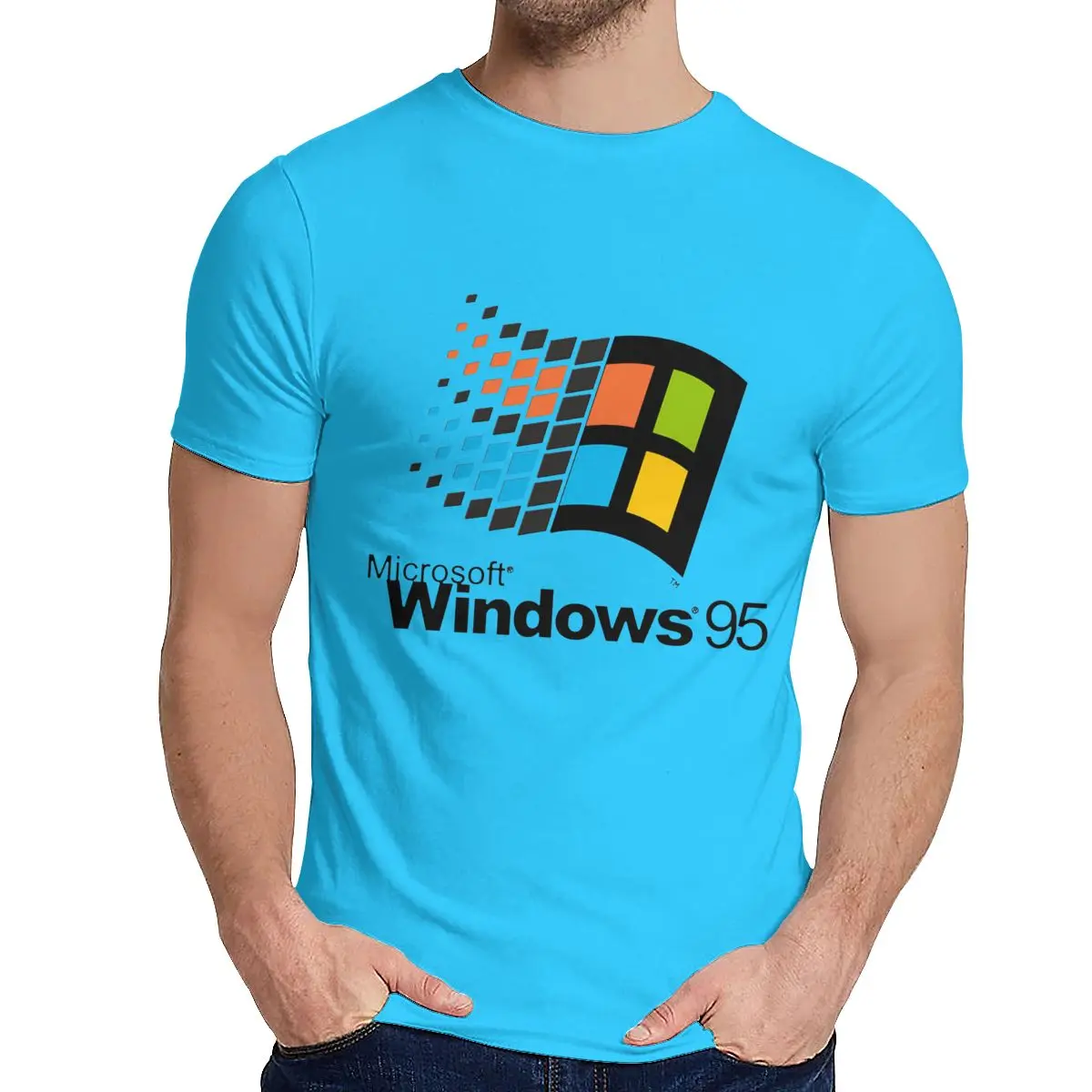 Винтаж Windows 95 Vaporwave футболка для мужчин лето прохладный человек хлопок короткий рукав круглый воротник - Цвет: Королевский синий
