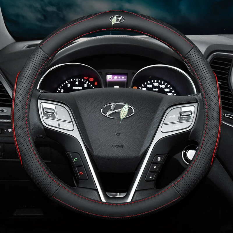 Тонкие автомобильные чехлы из натуральной кожи без запаха на руль для Hyundai Elantra