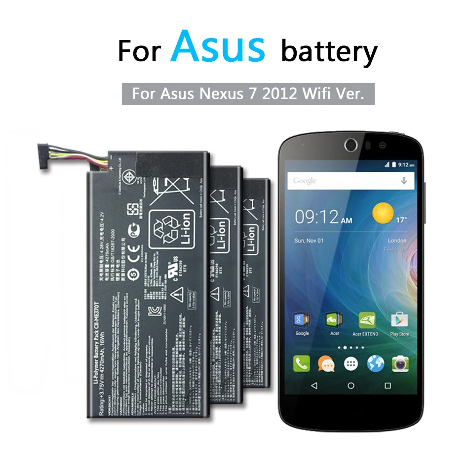 Для Asus Google Nexus 7 Nexus7 2012 Wifi версия литий-полимерный аккумулятор C11-ME370T 4270mAh Tab запасная батарея