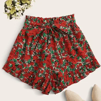 

Plus size Flower printed Home Casual Shorts Feminino 2020 Summer Soft Comfy Outdoor Beach Fashion Shorts De Mujer