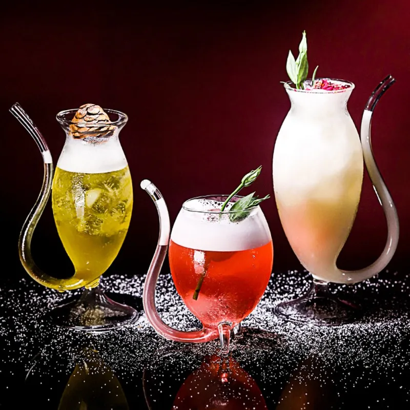 300ml Vampire Red Wine Juice Glass Heat-resistance Cup Mug With Built in Drinking Tube Straw Vampire Cocktail Wine Glass