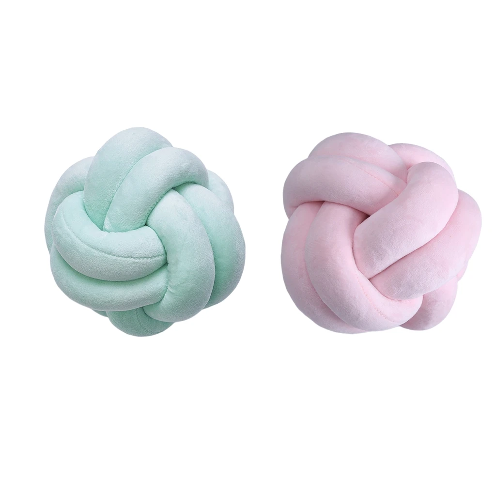 Set of 2 Knotted Pillow Soft Throw Cushion for Living Room Bedroom Bed