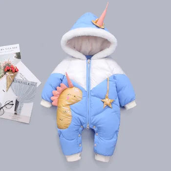 

Baby Romper Jumpsuit Winter Toddler Hooded Snowsuit Boy Girl Duck Down Infant Overalls Clothes Baby Romper Warm Outwear