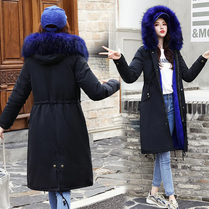 

2019 Winter down Jacket Mid-length Fashion Slim Fit Slimming Warm plus Velvet WOMEN'S Coat Thick