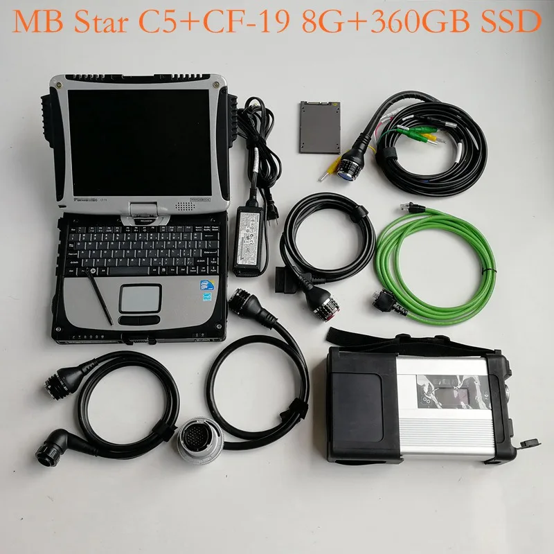 MB Star C5 SD Подключение C5 с новейшим программным обеспечением V12. диагностический инструмент mb star c5 vediamo/X/DSA/DTS/WIS с CF19 I5 8g ноутбук - Цвет: Белый