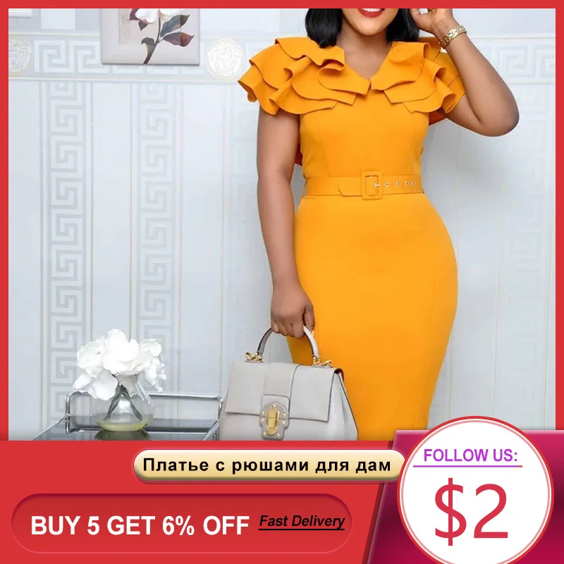 Женское вечернее платье с оборками элегантное облегающее коротким рукавом в