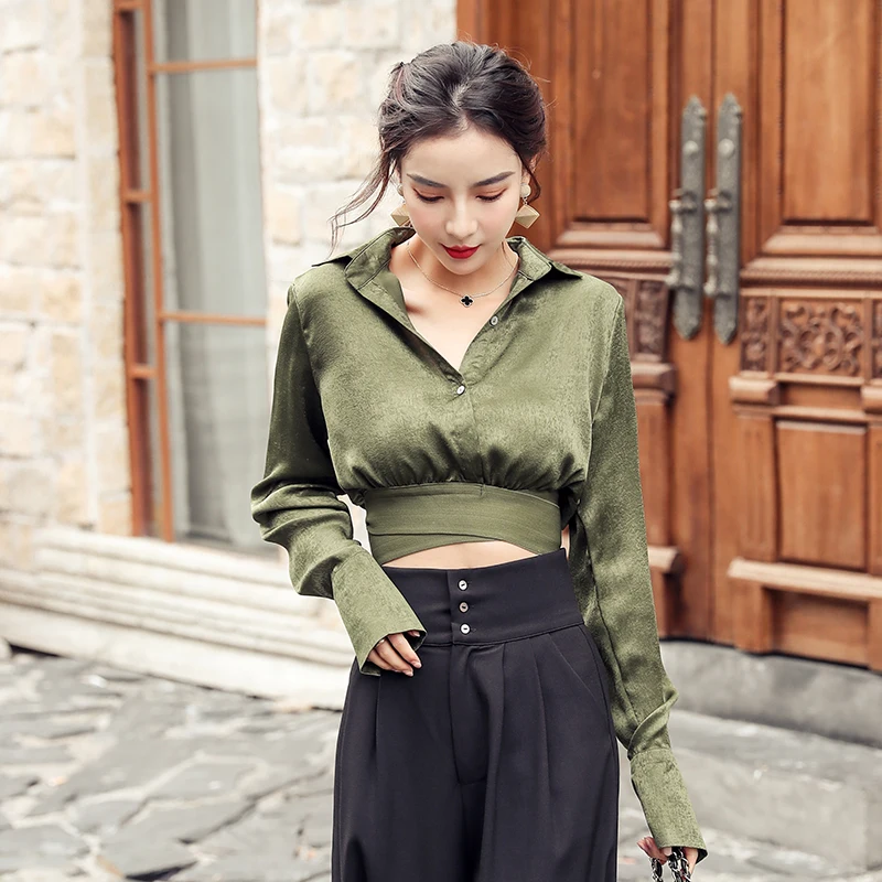 

NoEnName_Null Shirt Female Design Sense 2020 New Spring Temperament Slim Was Thin Long-sleeved Shirt Retro Top Harajuku 50A