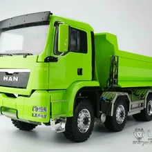 1/14 RC LESU 8*8 гидравлический человек окрашенный зеленый самосвал Модель металлического шасси светильник звук радио THZH0355