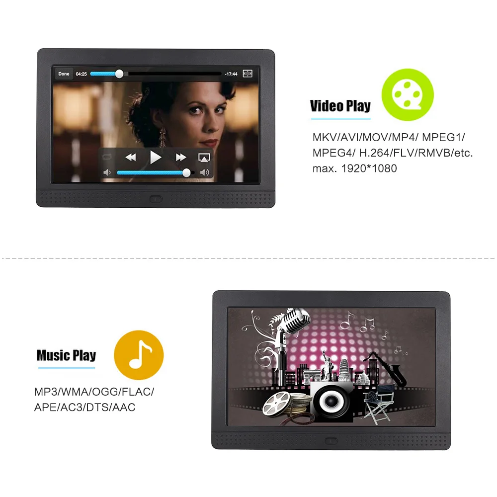 Andoer Digital Photo Frame IPS Desktop Electronic Album 1280*800 HD Supports Music/Video/Photo Player/Calendar