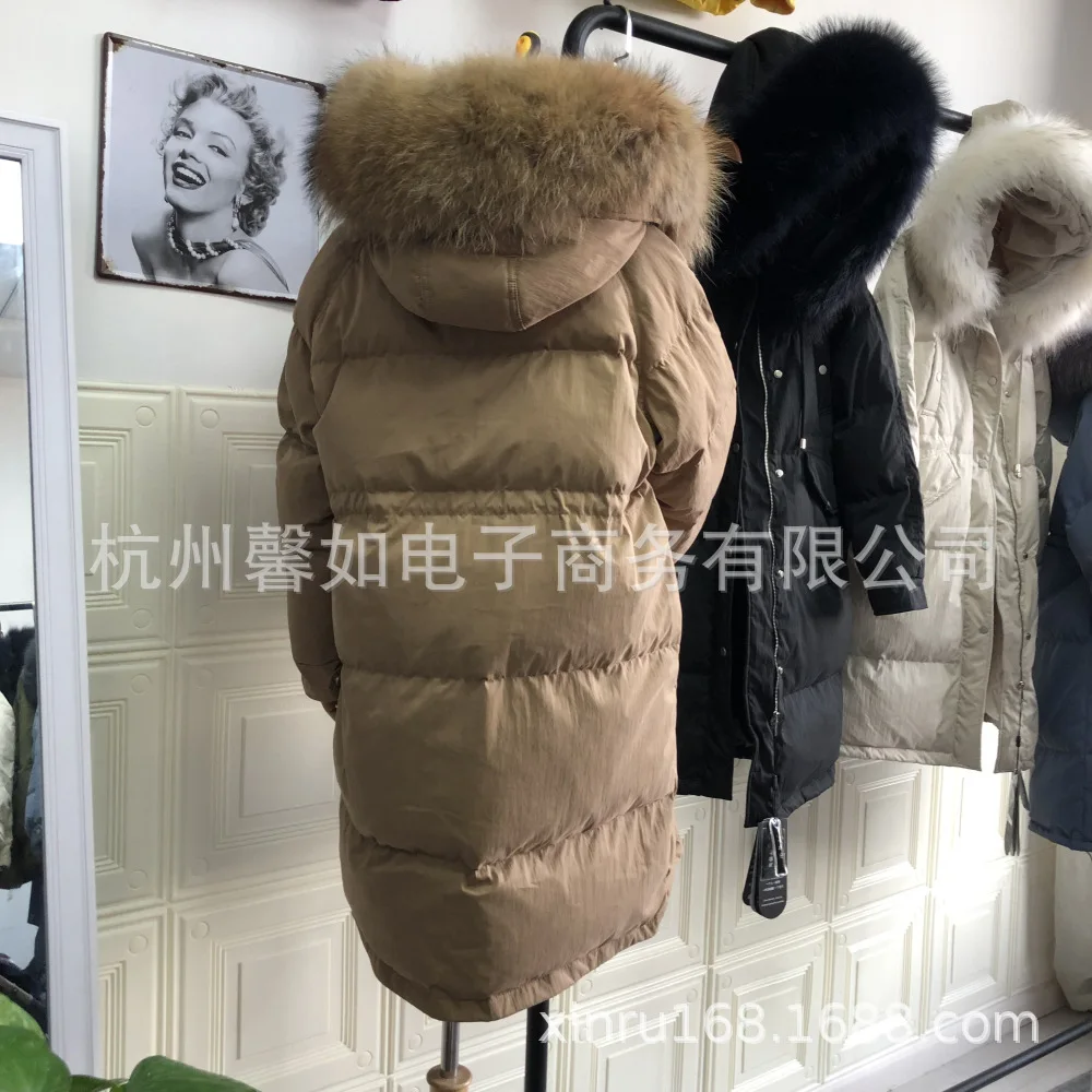 Новые зимние продукты Dongdaemun стиль пуховик женский средней длины толстый воротник из меха енота