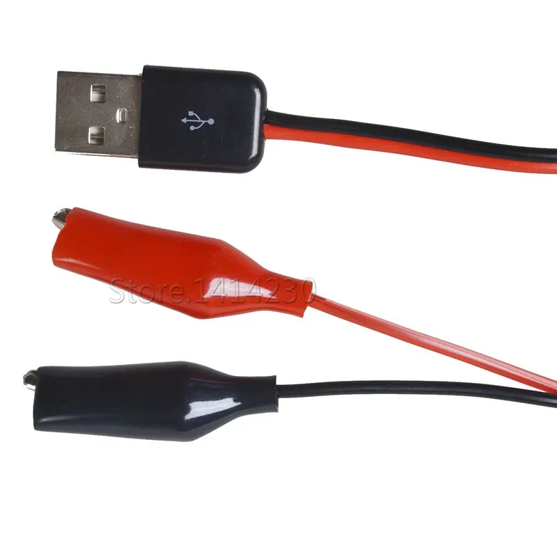 DIY провод питания Красный Черный Аллигатор тестовые зажимы к USB Мужской Разъем питания адаптер провода 60 см