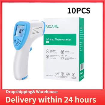 

10pcs Non-Contact Forehead IR Thermometer Digital LCD Display Infrared Thermometer with Fever Alarm термометр for Baby Adults