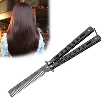 

NICEYARD Stainless Steel Practice Butterfly Knife Comb Flings Trainer Training Folding Knife Dull Tool Foldable