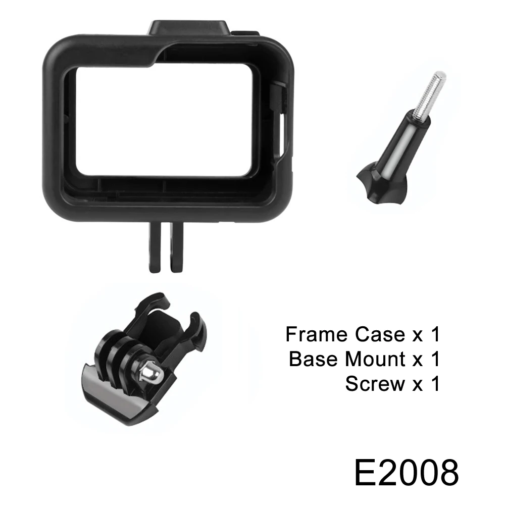 E2008 Чехол-рамка для GoPro Hero 8, Черная защитная пленка для экрана из закаленного стекла, Защитная пленка для объектива, крепление для Go Pro 8, аксессуары - Цвет: E2008