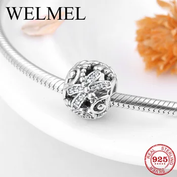 

Hollow Dragonfly beads 925 Sterling Silver rose bead women accessories Fit Original European Charm Bracelet Hot sale jewellery