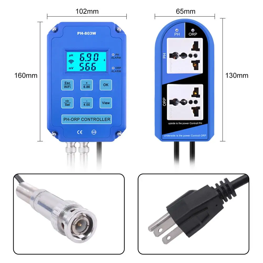 WIFI Digital Aquarium pH Tester ORP Redox Meter Output Relay pH