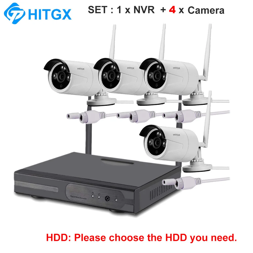 1x4Camera Система видеонаблюдения 1080P NVR комплект ip-камеры беспроводная камера видеонаблюдения наружная система безопасности комплект видеонаблюдения - Цвет: 1x4Camera